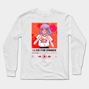 I live For Danger Anime Girl Heart Hand Long Sleeve T-Shirt